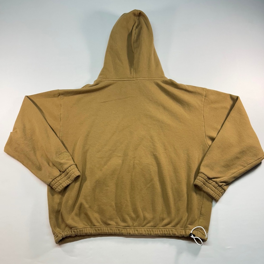 The North Face Womens Fleece Hoodie Mustard Brown Large Embroidered Logo Toggle - Picture 6 of 6